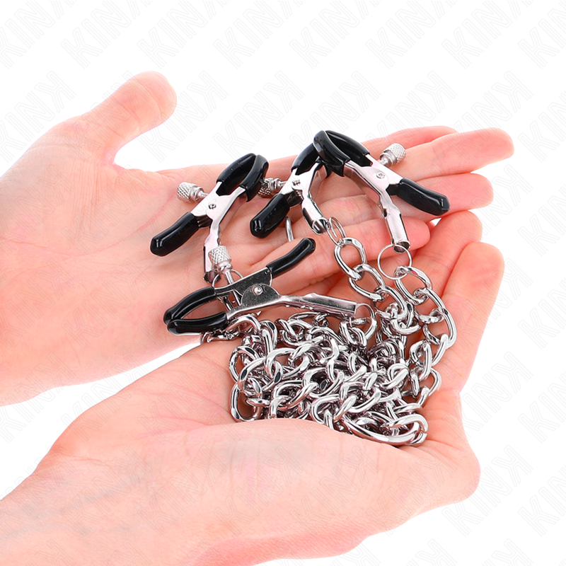 KINK - 4 CHAIN NIPPLE CLAMPS 32 CM WITH LITTLE CHAINS 14 CM - Amore24