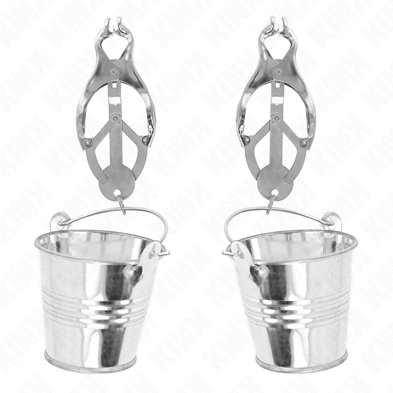KINK - JAPANESE CLOVER NIPPLE CLAMPS WITH BUCKETS SILVER - Amore24