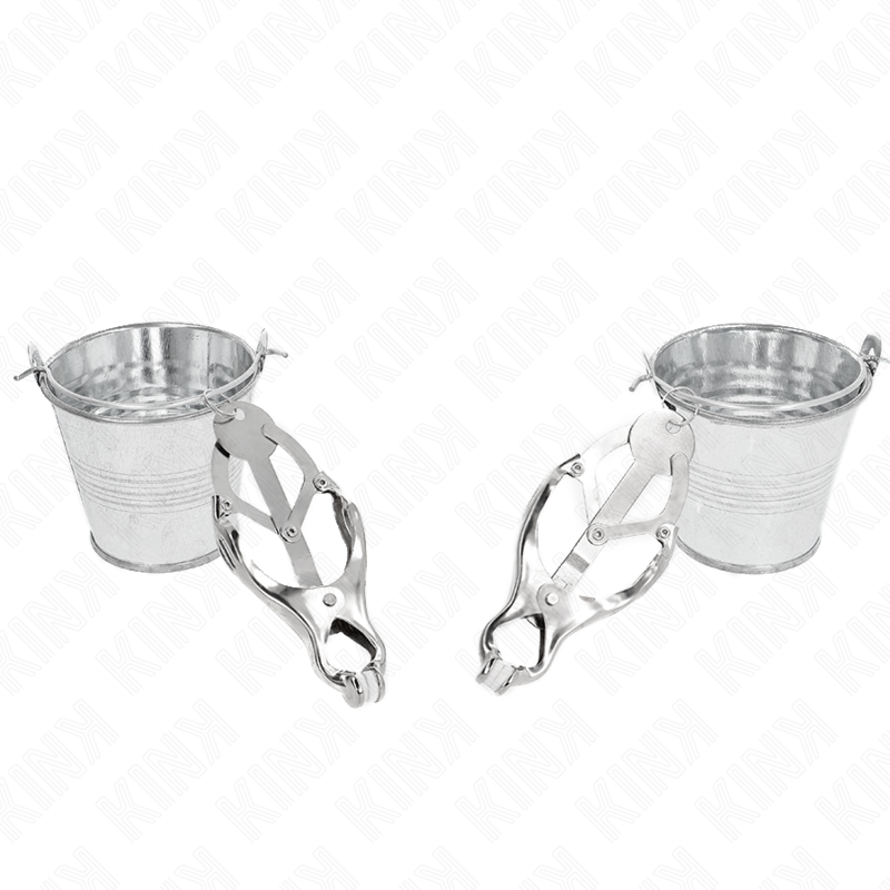 KINK - JAPANESE CLOVER NIPPLE CLAMPS WITH BUCKETS SILVER - Amore24