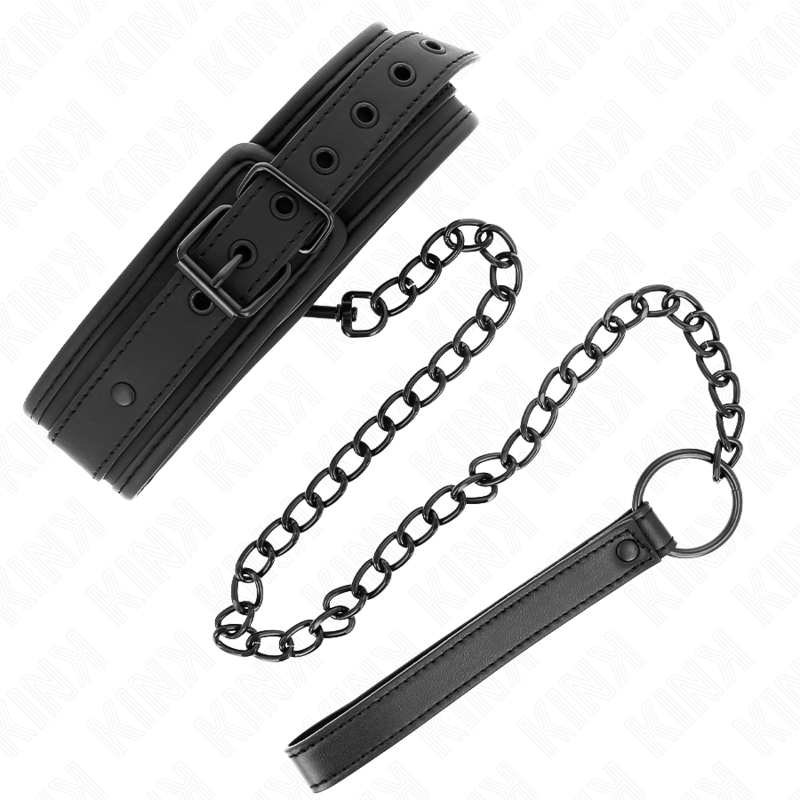 KINK - NEOPRENE BONDAGE COLLAR MODEL 1 WITH BELT 78 CM ADJUSTABLE 37.5 X 49.5 CM - Amore24