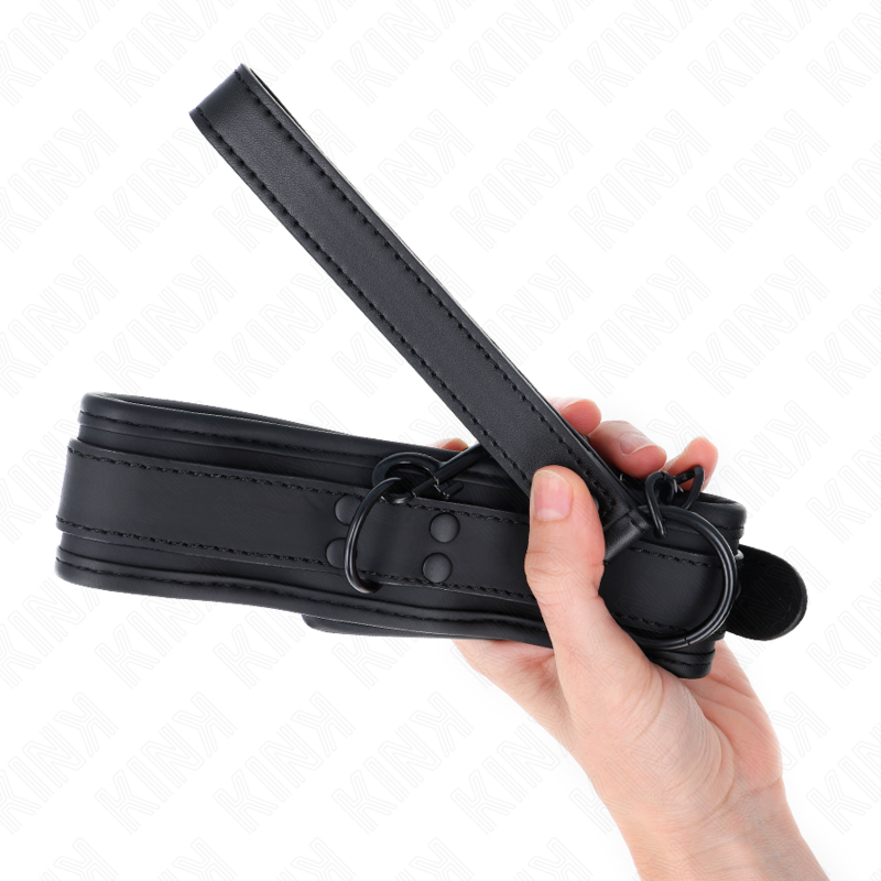 KINK - NEOPRENE BONDAGE COLLAR MODEL 1 WITH BELT 78 CM ADJUSTABLE 37.5 X 49.5 CM - Amore24