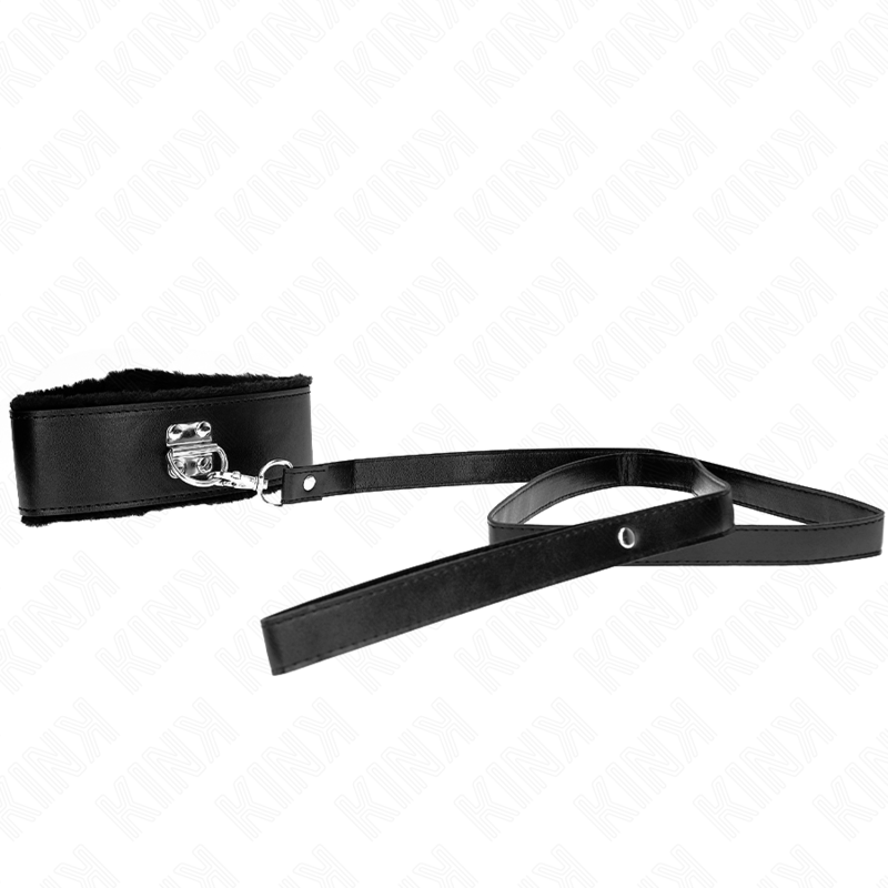 KINK - NECKLACE WITH LEASH 116 CM WITH SILVER STUDS MODEL 4 BLACK ADJUSTABLE 40-48 CM X 6 CM - Amore24