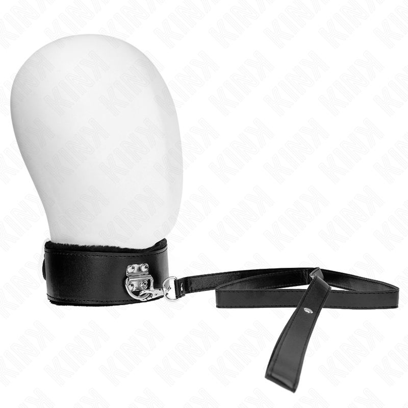 KINK - NECKLACE WITH LEASH 116 CM WITH SILVER STUDS MODEL 4 BLACK ADJUSTABLE 40-48 CM X 6 CM - Amore24