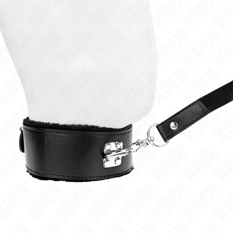 KINK - NECKLACE WITH LEASH 116 CM WITH SILVER STUDS MODEL 4 BLACK ADJUSTABLE 40-48 CM X 6 CM - Amore24