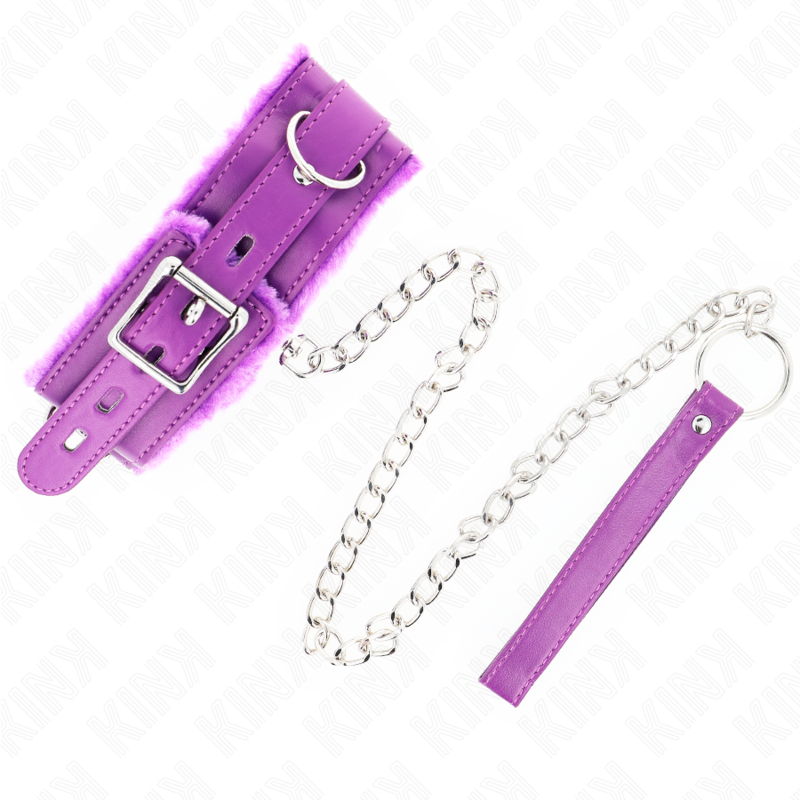 KINK - COLLAR WITH LEASH 65 CM WITH RESTRICTIONS PURPLE 36-42 CM X 5.5 CM - Amore24