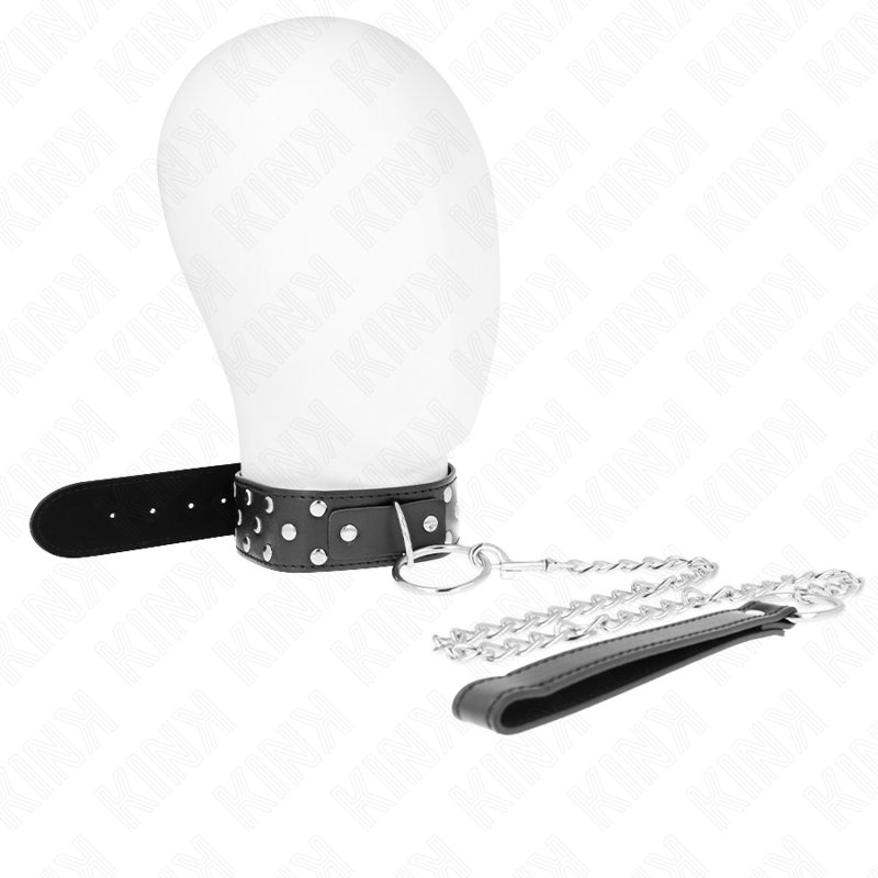 KINK - RING RIVET STRAP NECKLACE WITH BELT 65 CM BLACK ADJUSTABLE 36-50 CM X 3.8 CM - Amore24