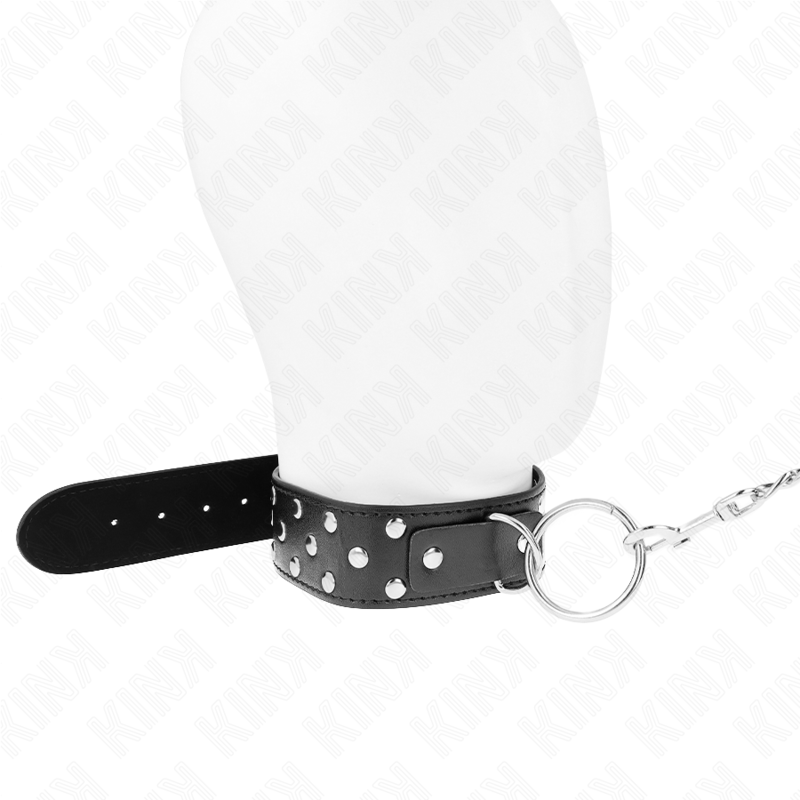 KINK - RING RIVET STRAP NECKLACE WITH BELT 65 CM BLACK ADJUSTABLE 36-50 CM X 3.8 CM - Amore24