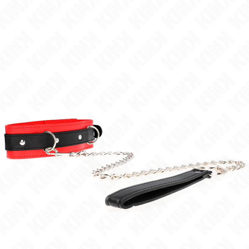 KINK - BASIC MODEL COLLAR WITH LEASH 65 CM MODEL 3 RED 53 X 5 CM - Amore24