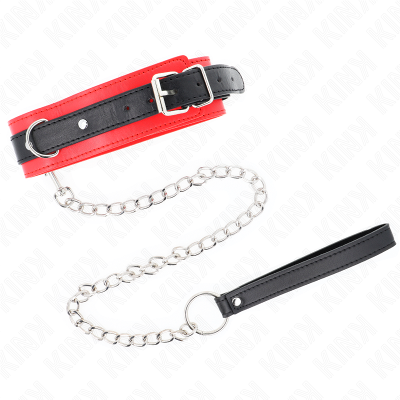 KINK - BASIC MODEL COLLAR WITH LEASH 65 CM MODEL 3 RED 53 X 5 CM - Amore24