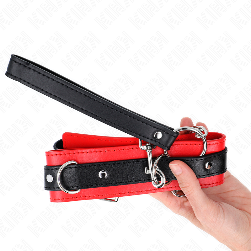 KINK - BASIC MODEL COLLAR WITH LEASH 65 CM MODEL 3 RED 53 X 5 CM - Amore24