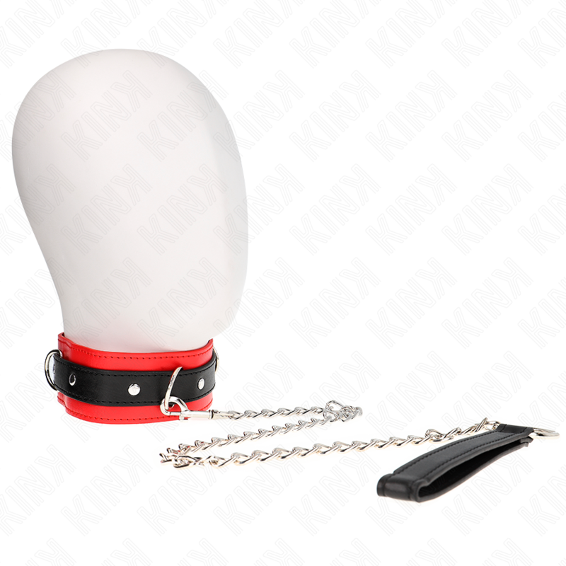 KINK - BASIC MODEL COLLAR WITH LEASH 65 CM MODEL 3 RED 53 X 5 CM - Amore24