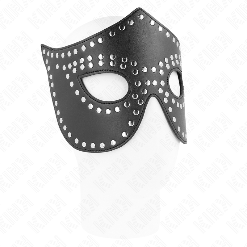 KINK - LEATHERETTE MASK WITH RIVETS MODEL 2 30 x 12 CM - Amore24