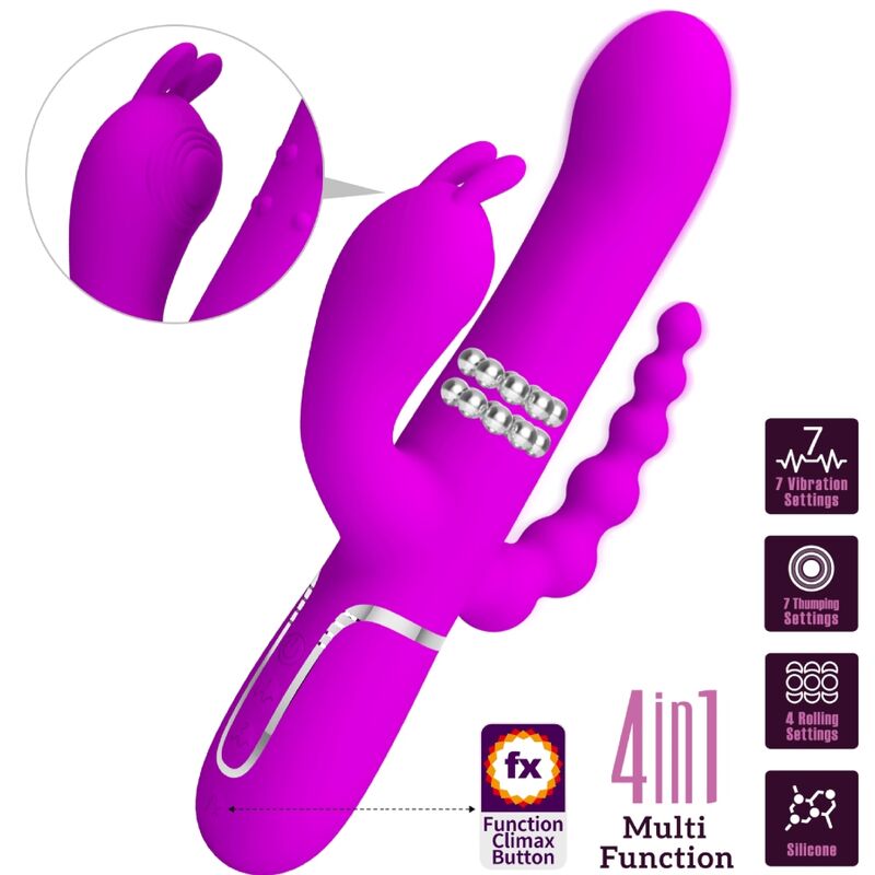 PRETTY LOVE - CAMMY TRIPLE VIBRATOR MULTIFUNCTION 4 IN 1 PINK - Amore24