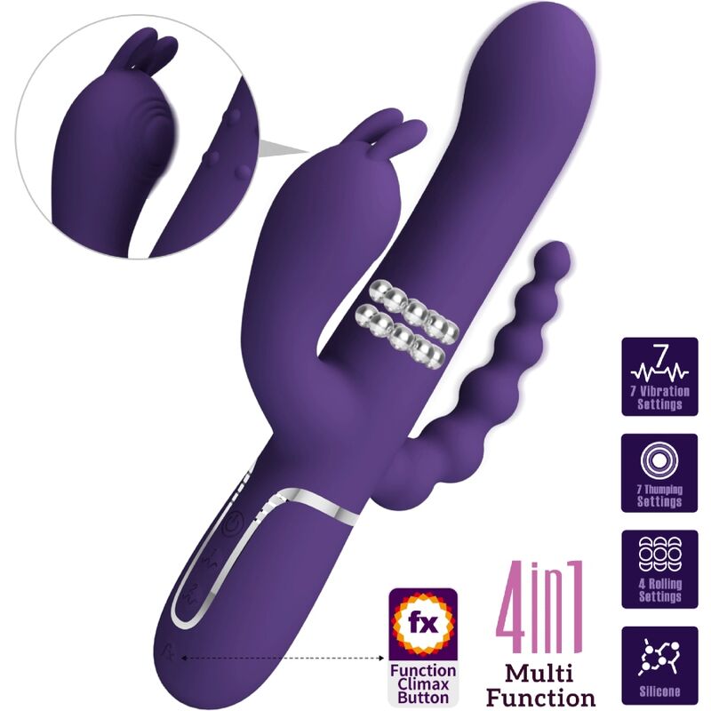 PRETTY LOVE - CAMMY TRIPLE VIBRATOR MULTIFUNCTION 4 IN 1 PURPLE - Amore24