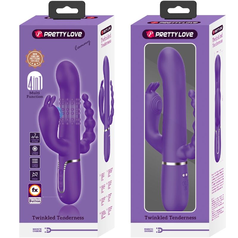 PRETTY LOVE - CAMMY TRIPLE VIBRATOR MULTIFUNCTION 4 IN 1 PURPLE - Amore24