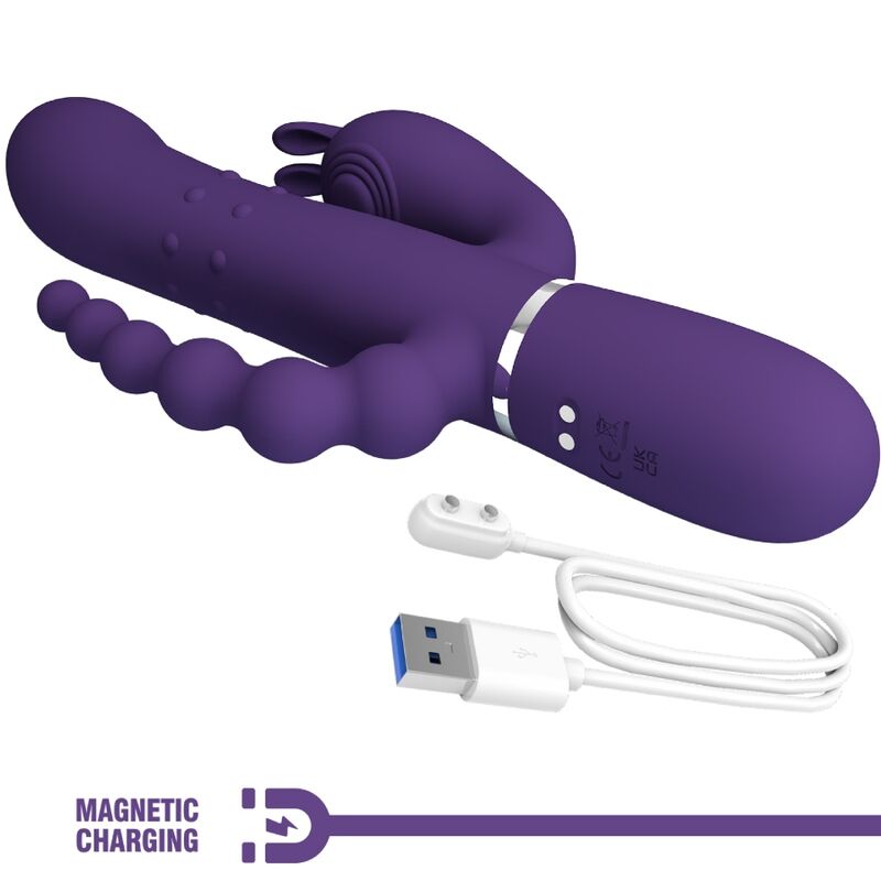 PRETTY LOVE - CAMMY TRIPLE VIBRATOR MULTIFUNCTION 4 IN 1 PURPLE - Amore24