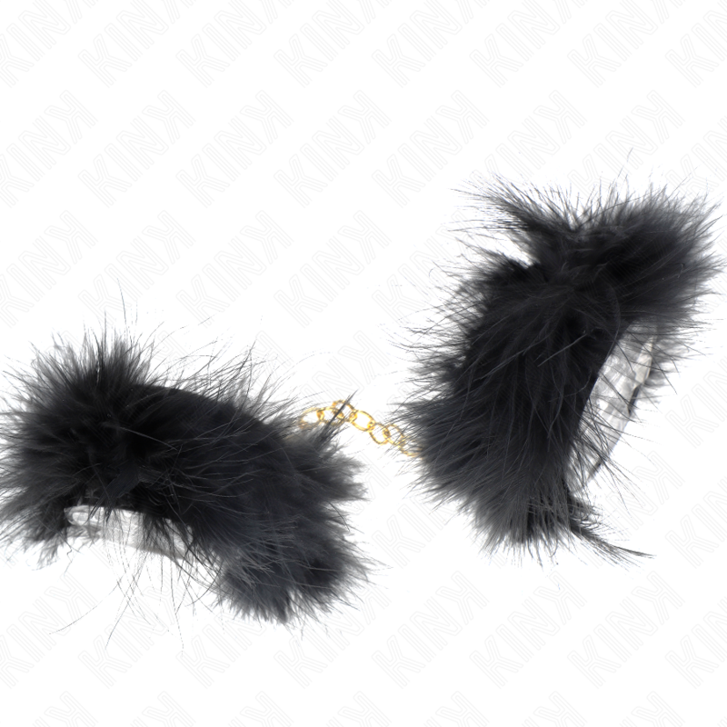 KINK - FEATHER HAND CUFFS WITH GOLD CHAIN MODEL 0 - Amore24