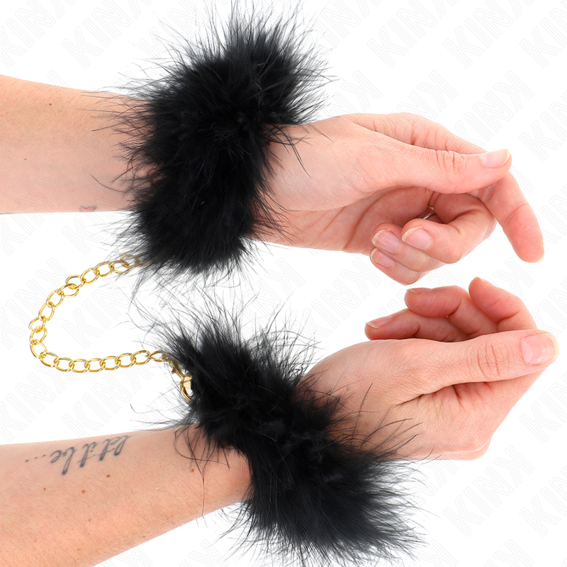 KINK - FEATHER HAND CUFFS WITH GOLD CHAIN MODEL 0 - Amore24