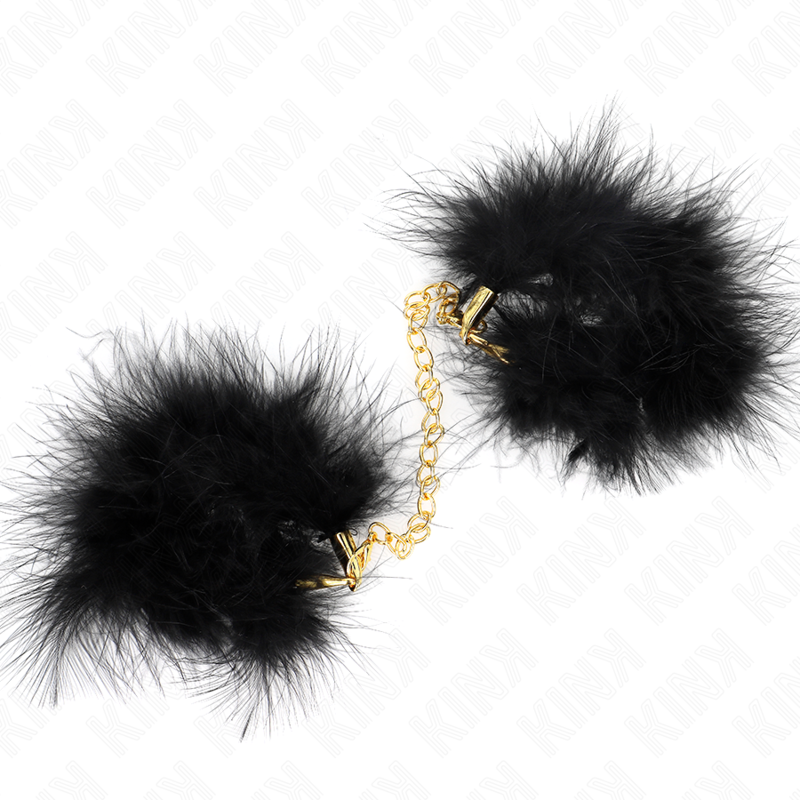 KINK - FEATHER HAND CUFFS WITH GOLD CHAIN MODEL 0 - Amore24