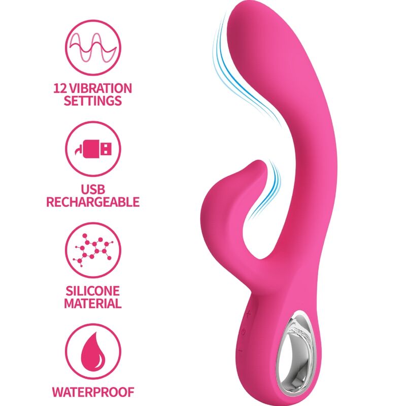 PRETTY LOVE - FRITZ RABBIT VIBRATOR 12 VIBRATIONS PINK - Amore24