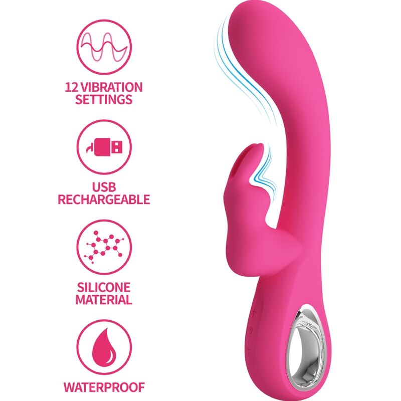 PRETTY LOVE - NOVAK RABBIT VIBRATOR 12 VIBRATIONS PINK - Amore24