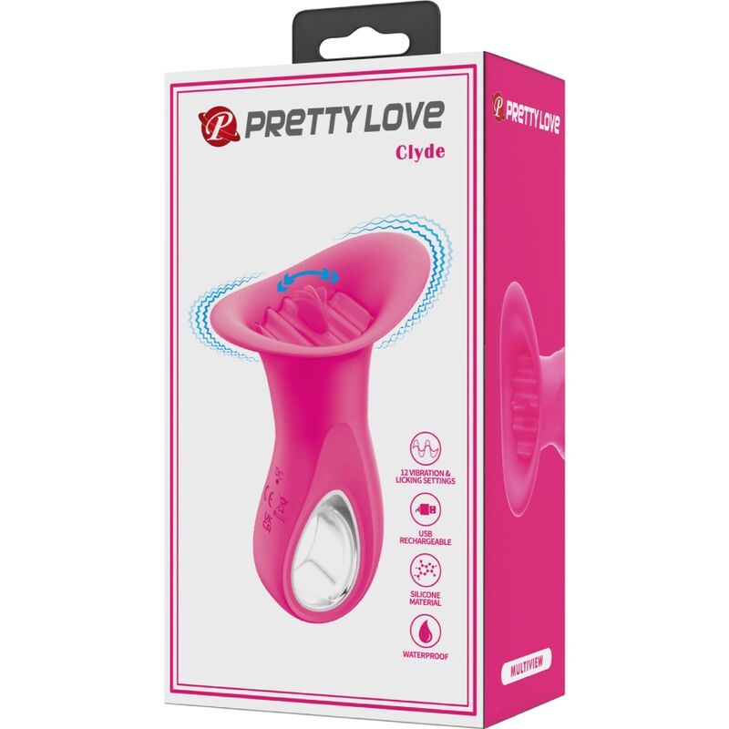 PRETTY LOVE - CLYDE ORAL VIBRATOR VIBRATING TONGUE 12 VIBRATIONS PINK - Amore24