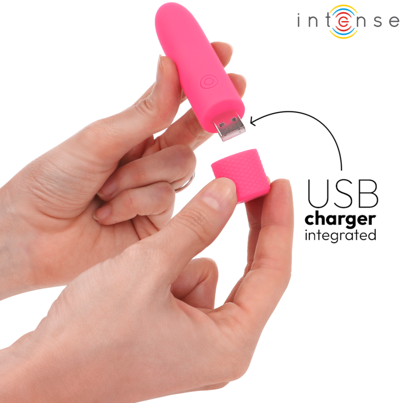 INTENSE - SYMONE USB RECHARGEABLE VIBRATING BULLET 8 VIBRATIONS PINK 10 X 2.2 CM - Amore24