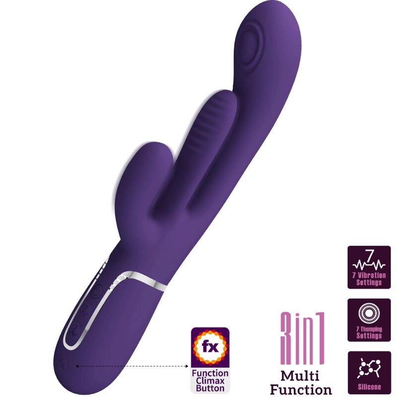 PRETTY LOVE - SHANIA TRIPLE RABBIT VIBRATOR MULTIFUNCTION PURPLE - Amore24