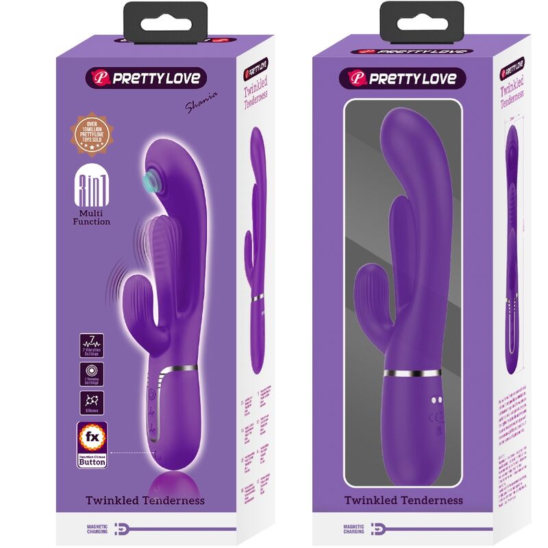 PRETTY LOVE - SHANIA TRIPLE RABBIT VIBRATOR MULTIFUNCTION PURPLE - Amore24