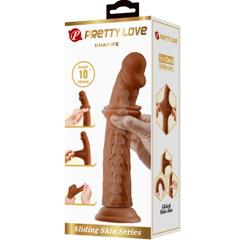 PRETTY LOVE - SHARIFE REALISTIC DILDO 25 CM BROWN - Amore24