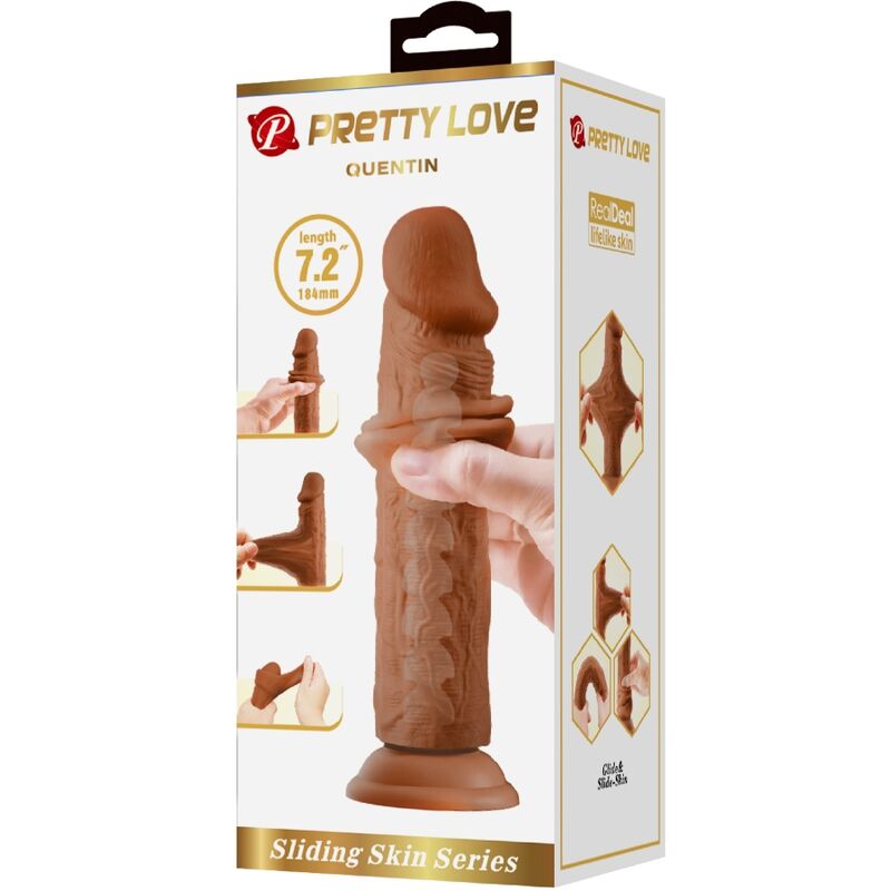PRETTY LOVE - QUENTIN REALISTIC DILDO 18 CM BROWN - Amore24