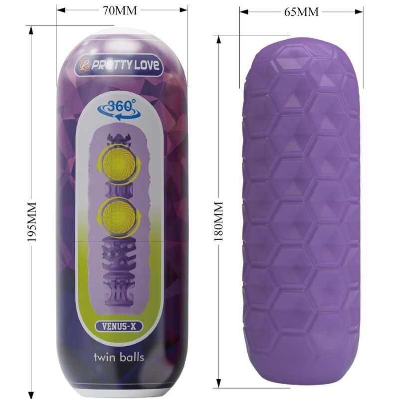 PRETTY LOVE - TWIN BALLS MALE MASTURBATOR PURPLE - Amore24