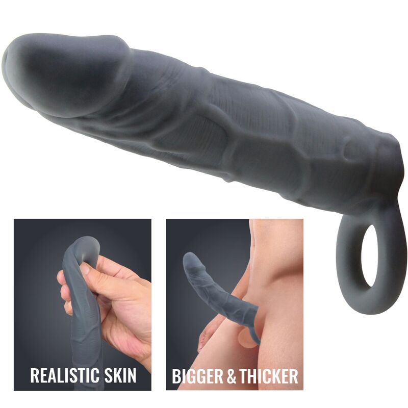PRETTY LOVE - REALISTIC SKIN PENIS SLEEVE DARK GREY - Amore24