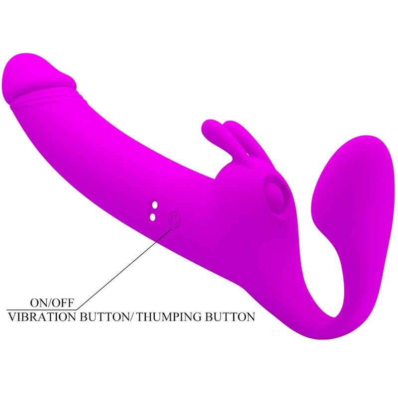 PRETTY LOVE - ZANINI STRAPLESS STRAP-ON 10 VIBRATIONS PURPLE - Amore24