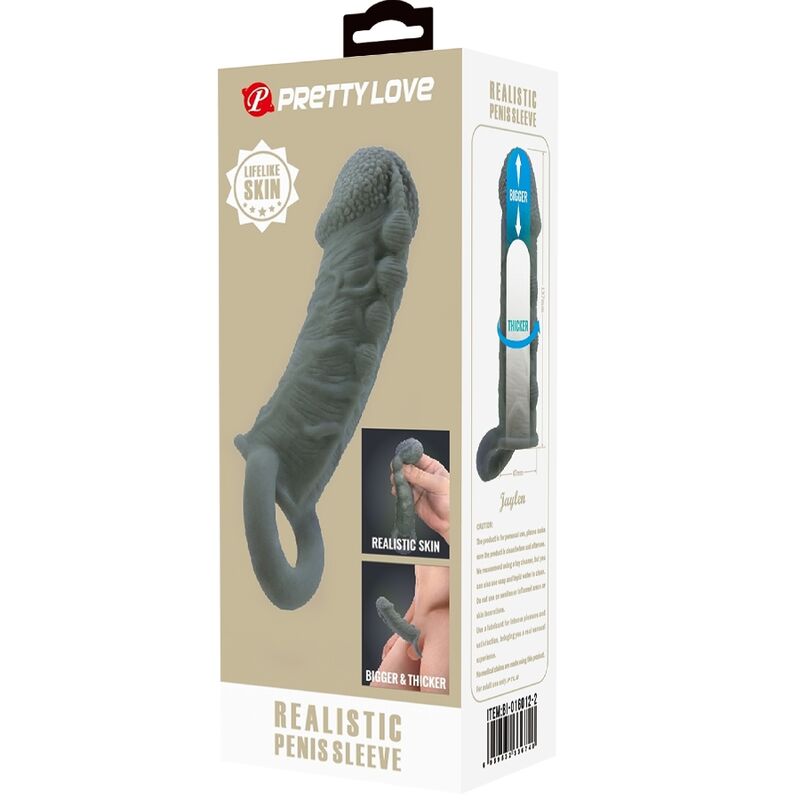 PRETTY LOVE - REALISTIC PENIS ENLARGER AND DELAY SLEEVE GREY - Amore24
