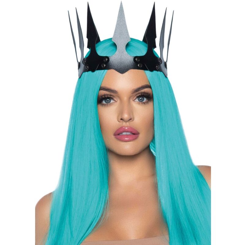 LEG AVENUE - SYNTHETIC LEATHER MALEFICENT CROWN WITH STUDS BLACK - Amore24