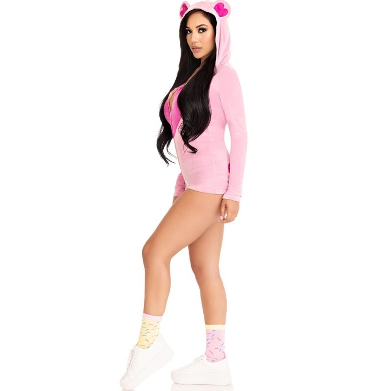LEG AVENUE - TEDDY BEAR VELVET BODYSUIT PINK S - Amore24