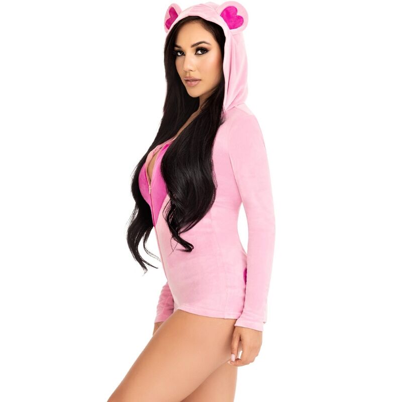 LEG AVENUE - TEDDY BEAR VELVET BODYSUIT PINK S - Amore24