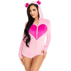 LEG AVENUE - TEDDY BEAR VELVET BODYSUIT PINK M - Amore24