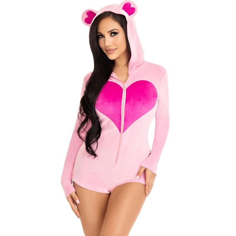 LEG AVENUE - TEDDY BEAR VELVET BODYSUIT PINK M - Amore24