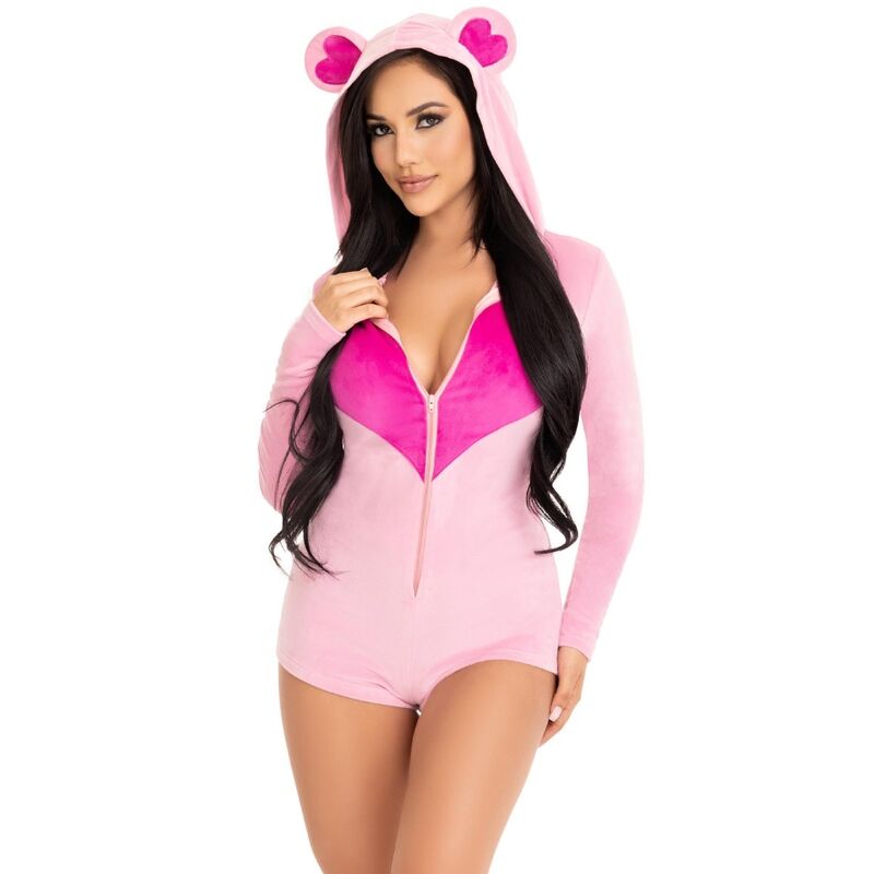 LEG AVENUE - TEDDY BEAR VELVET BODYSUIT PINK M - Amore24