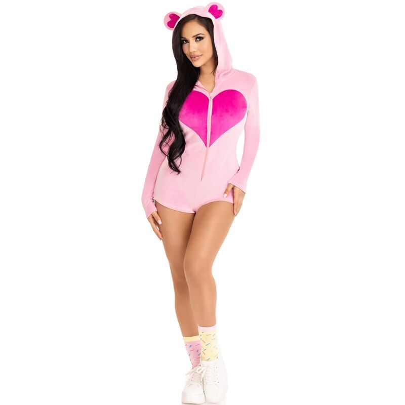LEG AVENUE - TEDDY BEAR VELVET BODYSUIT PINK M - Amore24