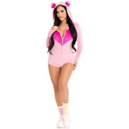 LEG AVENUE - TEDDY BEAR VELVET BODYSUIT PINK M - Amore24