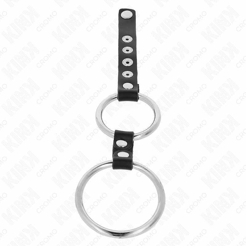 KINK - DOUBLE METAL PENIS RING 3.8 CM TO 5 CM CONNECTED WITH LEATHER - Amore24