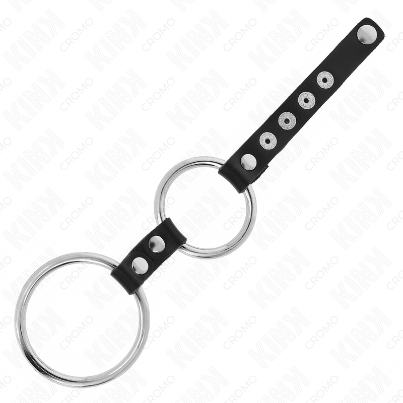 KINK - DOUBLE METAL PENIS RING 3.8 CM TO 5 CM CONNECTED WITH LEATHER - Amore24