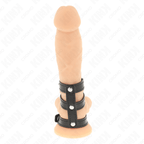KINK - TRIPLE LEATHER PENIS RING WITH PRESSURE CLOSURE - Amore24