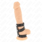 KINK - TRIPLE LEATHER PENIS RING WITH PRESSURE CLOSURE - Amore24