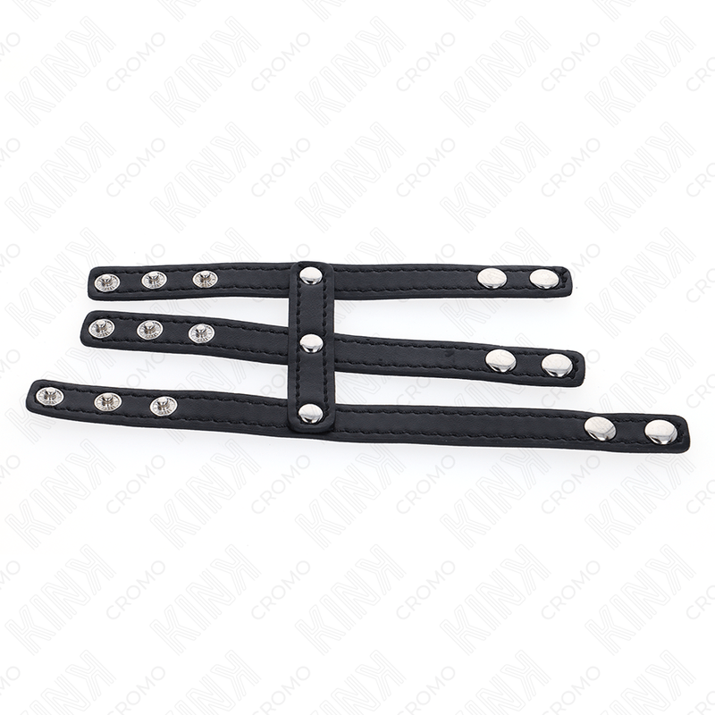 KINK - TRIPLE LEATHER PENIS RING WITH PRESSURE CLOSURE - Amore24