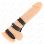 KINK - TRIPLE LEATHER PENIS RING WITH PRESSURE CLOSURE - Amore24