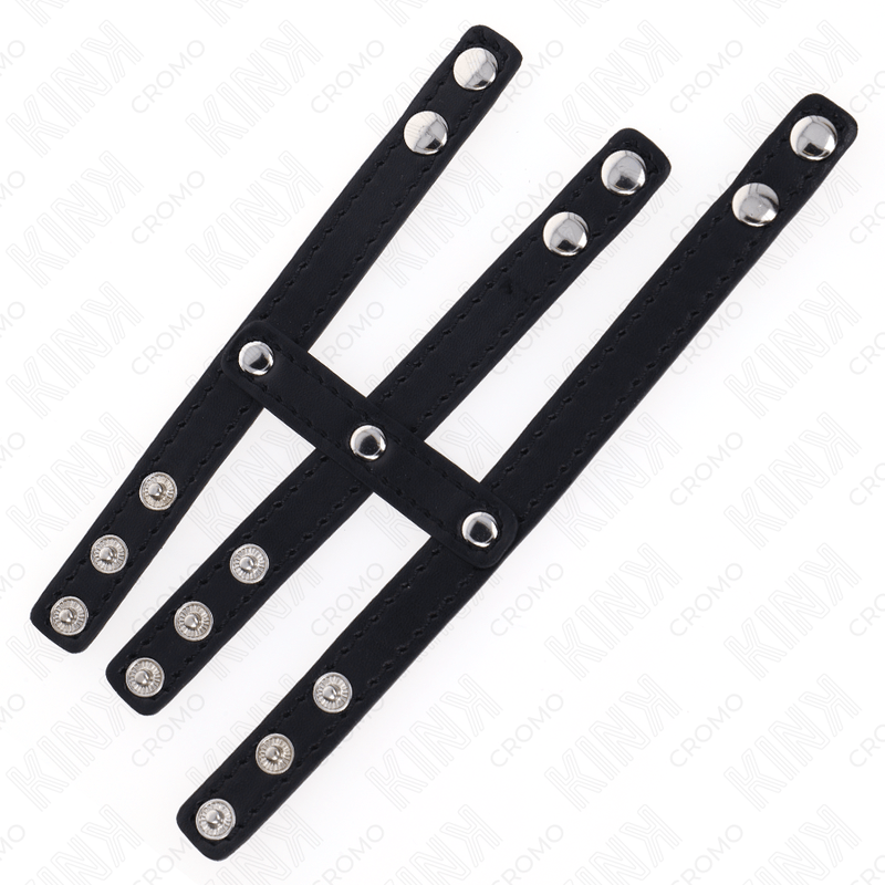 KINK - TRIPLE LEATHER PENIS RING WITH PRESSURE CLOSURE - Amore24